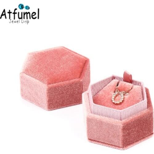 Velvet Pendant Jewelry Box Wedding Diamond Earring Stud Jewelry Storage Box With Detachable Lid Engagement Jewelry Necklace Box