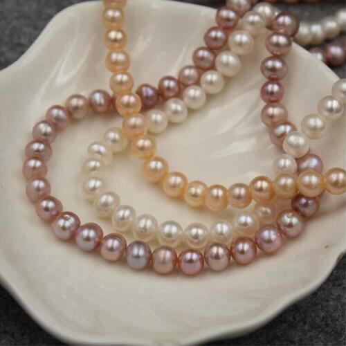 7-8MM 50Pcs/1Strand Nearround Shape 100% AAA Natural Freshwater Pearl Strand Bead Earring Charms Jewelry Loose Beads