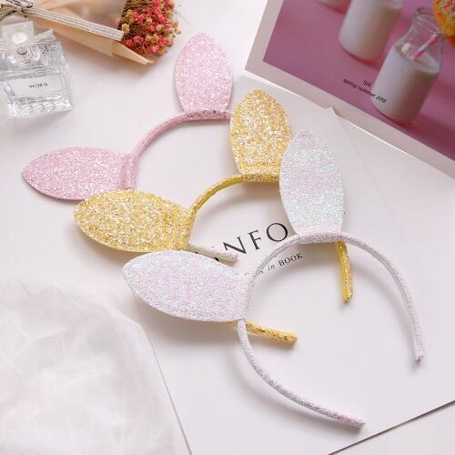 Boutique 12pcs Fashion Glitter Rabbit Ears Hairbands Bunny Animal Ears Hair Sticks Easter Headwear Princess Hair Accessories