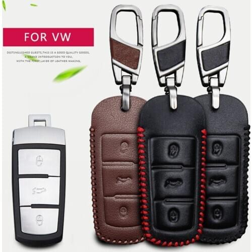 Leather Car Key Case Cover For Volkswagen VW Jetta Tiguan Golf 4 5 6 7 V Polo Touran Passat B6 B8 B5 UP CC Caddy Scirocco Beetle