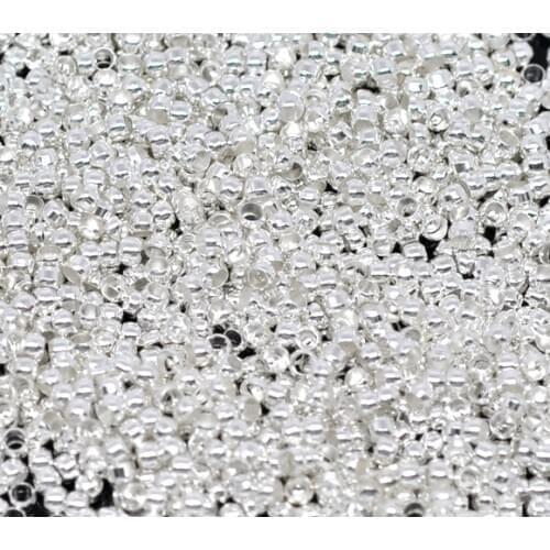 DoreenBeads 250 PCs Alloy Crimp Beads Round Silver Plated Beads for DIY Jewelry Making Hole: 1mm, 2mm Dia