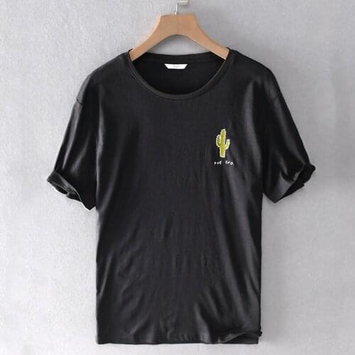 2020 New style short-sleeved brand linen t shirt men summer casual t-shirt for men fashion white t shirts male camiseta camisa