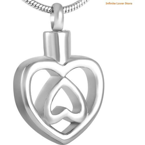 KLH8535 Heart Under Heart Stainless Steel Cremation Pendant for Loved One Ashes Holder-Wholesale Keepsake Jewelry for Human Ash