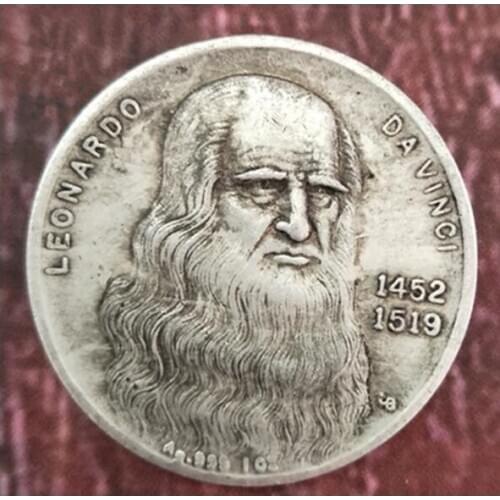 Italy Da Vinci made old white copper silver coins foreign silver dollar collection antique coins