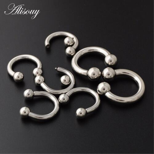 Alisouy 1PCS Body Ring Fake Piercing Jewelry Women Nostril Nose Hoop Stainless Steel Nose Rings clip on nose Body Jewelry