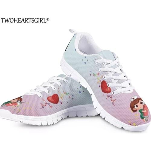 Gradient Heartbeat Nurse 3D Pattern Women Flat Shoes Summer Comfort Light Female Casual Shoe Mesh Nurse Sneakers Footwear