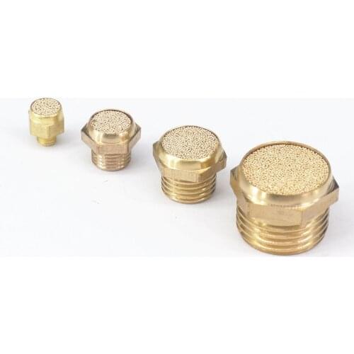 LOT2 1/8" 1/4" 3/8" 1/2" BSP M5 Male Brass Flat Cylinder Pneumatic Breather Silencer Muffler