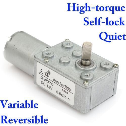 GW370 DC 12V 24V small Worm Gear motor High torque Ultra low rpm micro electric Reversible Self-lock Robot RC car tank