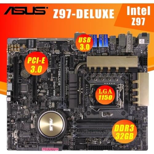 LGA 1150 Asus Z97-Deluxe Motherboard Intel Z97 i7 i5 i3 DDR3 PCI-E 3.0 M.2 USB3.1 HDMI Display Port Desktop Z97 Placa-Mãe 1150