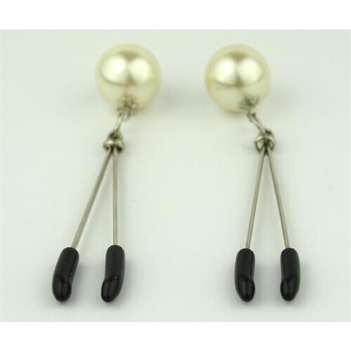 Metal Sex Toys Fetish Toys Silicone Head Pearl Nipple Clip Nipple Clamps