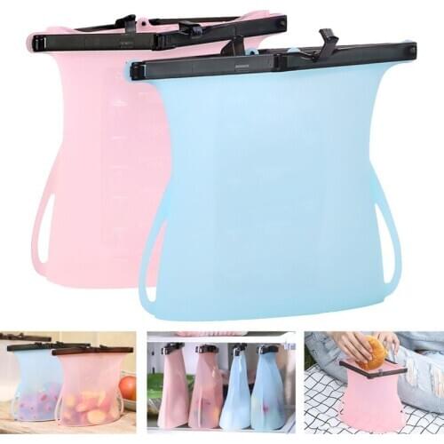 Reusable Food Storage Bag Silicone Sealing Containers Zip Lock Leak Proof Organizer for Snack Fruit Meat Refrigerator Fresh Keep