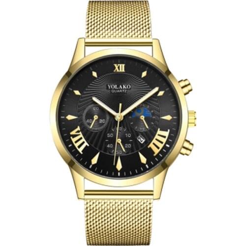 Fashion Casual Mesh Stainless Steel Men Quartz Watches Sell Like Hot Cakes Calendar Mens Wristwatch Dropshipping Relogio Hombre