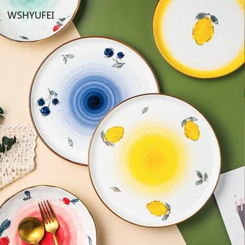 Nordic creative cute fruit and vegetable net red plate steak plate household exquisite kitchen tableware ceramic tableware