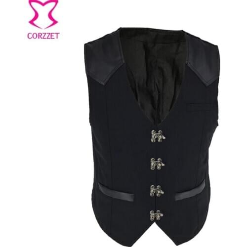 New Retro Mens Gothic Steampunk Jacket Coat Sleeveless Victorian Waistcoat Streetwear Slim Fit Vest Suit Gilet Homme Costume