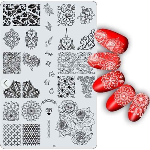 1pc Stamping Plates Stainless Steel Geometry Design Beautiful Flower Cute Flower Image Stamping Stencil For Nail Polish Art