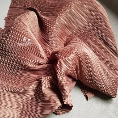 Pleated Fabric Brown Miyake Folds Imitation Cotton Linen DIY Patches Art Painting Decor Clothes Skirt Dress Designer Fabric