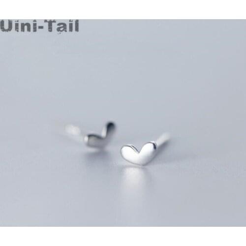 Uini-Tail hot new925 sterling silver Korean small silver beans heart earrings fashion trend girl temperament small jewelry GN599