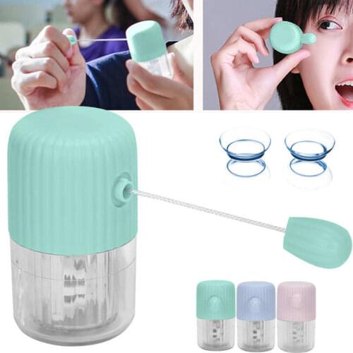 Portable Contact Lens Washer Box Manual Rotation Colored Lens Cleaner Case Rotation Cute Cleaning Tool Ultrasonic Stretch Cleane