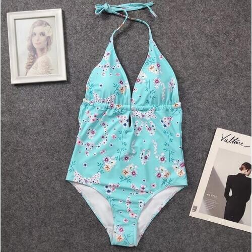 One Piece Swimsuit 2020 Sexy Cross Backless swimwear Women Swimsuit Vintage Retro Bathing Suits Beachwear Print Monokini S-XL