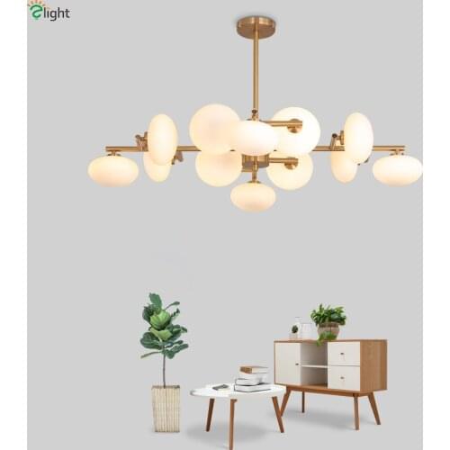 Modern Glass Ball Led Chandeliers Lighting Gold Metal Dining Room Led Pendant Chandelier Lights Bedroom Hanging Lamp Fixtures