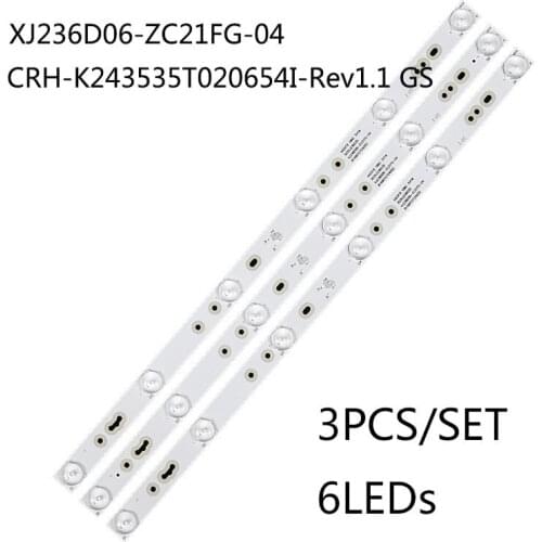3pcs/set 44cm LED Strip Bar Backlight for XJ236D06-ZC21FG-04 303XJ236035 CRH-K243535T020654I-Rev1.1 GS 6led(3v)