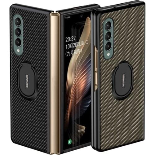 Protective Case with Phone Holder Bracket For Samsung Galaxy Z Fold 3 5G Cover Case Ring Stand on Desk For Z Fold3 Shell 2021