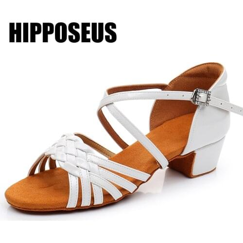 Hipposeus White Girls Dance-Shoes Ballroom Latin Dance Shoes Women Ladies Modern Tango Jazz Dance Shoes Salsa Practice Sandals