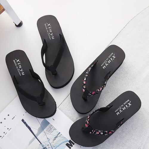 Women Flip Flops Shoes Fashion Casual Non-slip Slippers Wedges High Heel Summer Beach Slippers Sandals Femme Chaussure Ciabatte