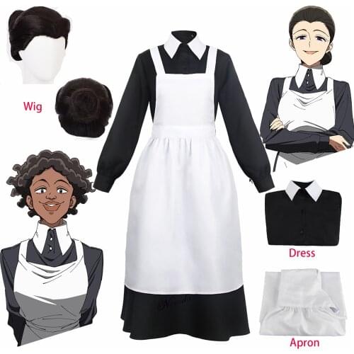 Mother Isabella Cosplay Yakusoku no Neverland Cosplay The Promised Neverland Women Maid Dress Anime Costume Wig Halloween