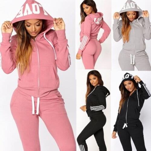 Autumen Two Piece Set Tracksuits Women Sets Love Print Hoodie Jacket Pants Sweatshirt Set Female Sports Suit for Women Clothing