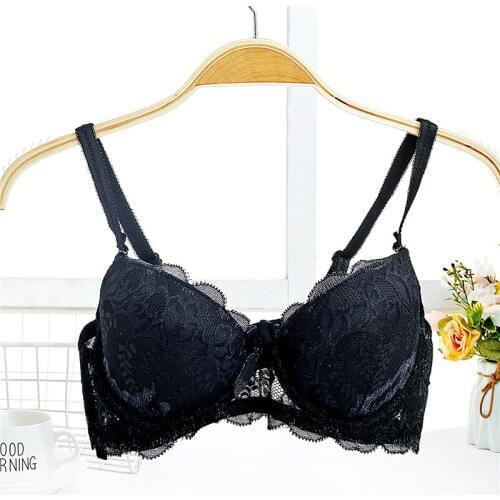 Plus Size Ultra thin Lace Bralette For Woman Push Up Underwire Cup Bra big size duoble cup gather breast dress bra for girl
