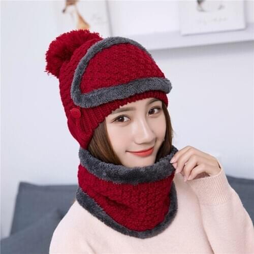 Winter Knitted Beanies Hat Female Knit Bonnet Beanie Caps Sets Women High Quality Thick Warm Beanie Skullies Hat