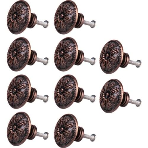 10Pieces Vintage Round Cabinet Door Knob Furniture Wardrobe Drawer Pull Handle