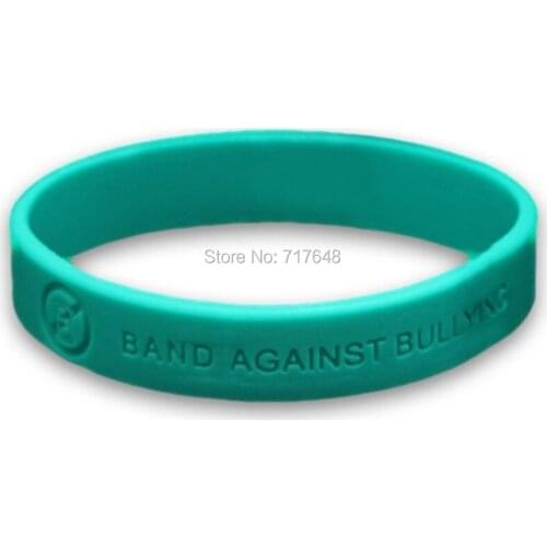 100pcs Teal Anti-Bullying wristband silicone bracelets free shipping by epacket A