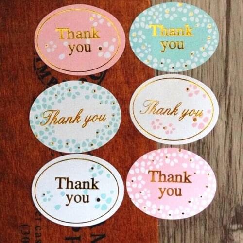 1200PCS/Lot Round Golden "Thank you" series color seal sticker for baking DIY Package label Decoration label stickers Wholesale