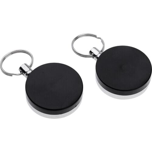 2pcs Retractable Key Chain Reel Badge Holder Recoil Ring side Clip with a snap buckle strap