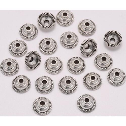 50pcs/Lot 8mm Tibetan Antique Round Flower Beads Caps End Receptacle Torus Spaced Apart Bead Caps For DIY Jewelry Making