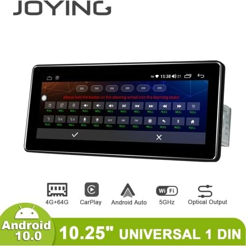 Joying Android 10 Car Radio 10.25” Universal Head Unit Car Multimedia Player 1 din Wireless Carplay 4G With New User Interface