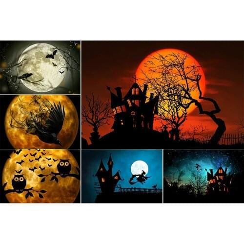 CraftArtGo 5D DIY Diamond Embroidery Halloween Full Square Round Rhinestone Mosaic Painting Cross Stitch Flowers Diamond Kit