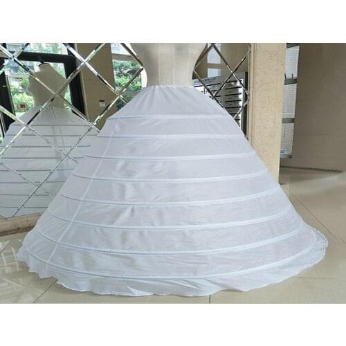 White Underskirt Petticoat Slip Ball Gown Bridal Wedding Dress Drawstring Strap 8 Hoops Stage Plus Size Long Petticoat