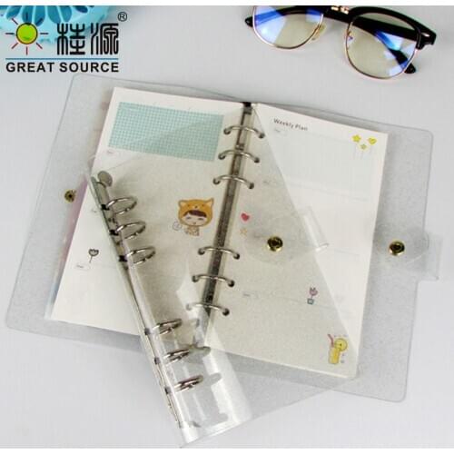 Candy Color Journal Loose Leaf 6 Rings Transparent Binder Notebook A5/A6/A7 Loose Leaf Notebook Journal Cute Girl Diary