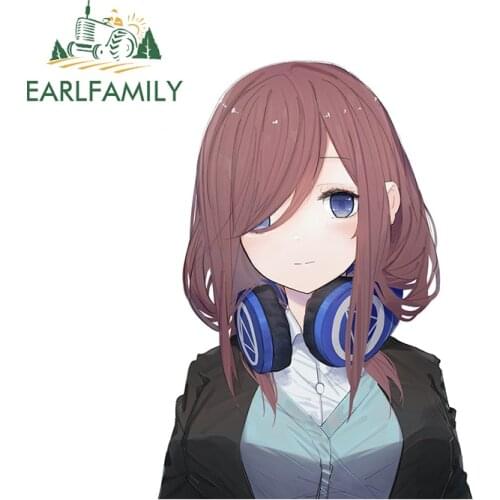 EARLFAMILY 13cm x 9.7cm for Miku Nakano Waterproof Car Sticker Motorcycle Funny Decal Occlusion Scratch Graffiti Vinyl Car Wrap