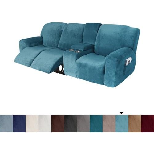 Elastic Velvet 3 Seater Recliner Sofa Cover With Cup Holder Lounger Armchair Covers All-inclusive Sofa Slipcover for Living Room
