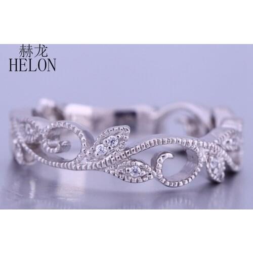 HELON VVS/DEF Moissanite Ring 925 Sterling Silver 100% Genuine Moissanite Ring Women Vintage Fine Jewelry Eternity Wedding Band