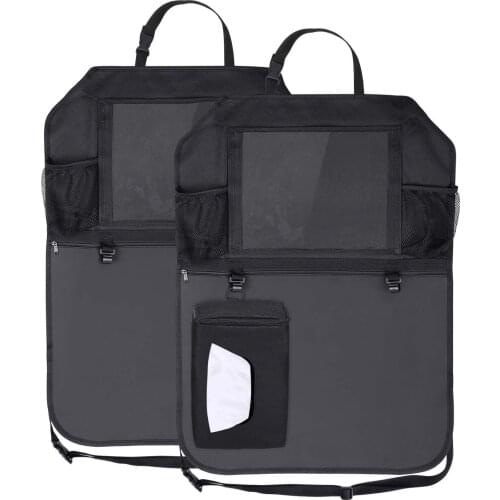 2 PCS/1 Pair 600D Oxford Cloth+PU Leather Anti-kick Pad for Car Seat Back Seat Universal Multi-function Car Seat Back Protector