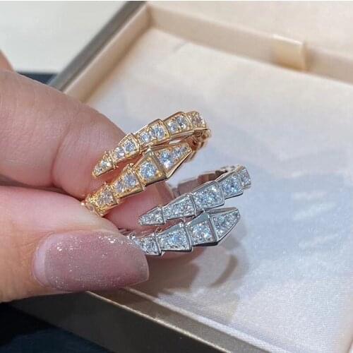 Snake ring men and women snake-shaped opening ring trendy fashion light luxury ins wind jewelry for girlfriend gifts