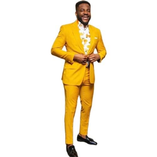 Men Suit Slim Fit 2 Pieces (Jacket+Pants+Tie） Wedding Groom Wear Tuxedos Formal Suit Custom Business Prom Evening Terno