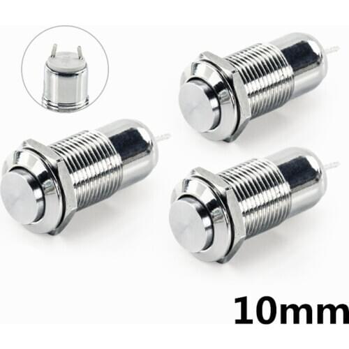 1pcs 10MM 2pin Panel Hole Metal Button Switch Latching Power Push Button High Head Self Locking/ Reset soldering IP67 1NO