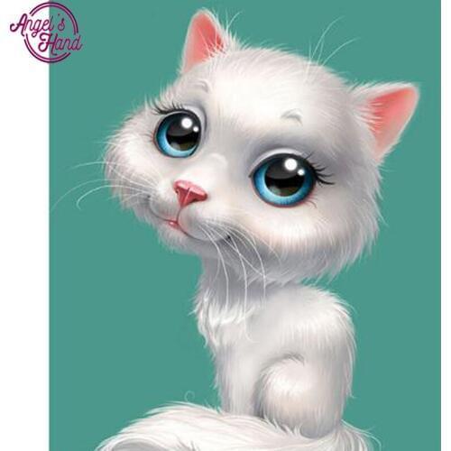 Wall Art Diamond Mosaic Cartoon Pictures Cross Stitch 5D Diamond Embroidery Cat Needlework Painting Resin Crystal