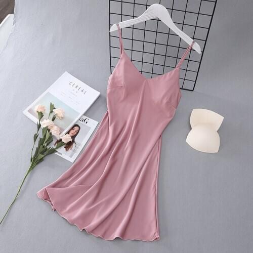Sexy Backless Strap Nightgown Sleepshirt Womens Summer Sleeveless Nightdress Solid Nighty Gown Intimate Lingerie Home Clothes